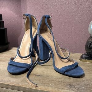 BAMBOO Elegant Blue Suede Heels